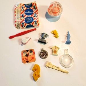 13 Vintage Cracker Jack, Frito Lay, gumball machine prizes, etc